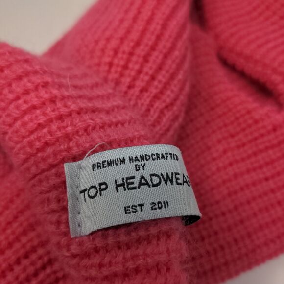 Top Headwear Women's Knit Facemask Hat Pink Patch Logo Eye Mouth Holes - Picture 7 of 10